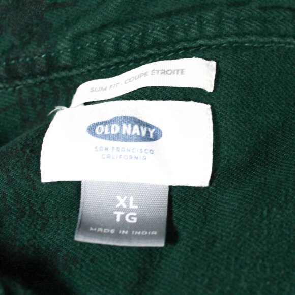 Men's Old Navy Pine Tree Green Button Down Short Sleeve Shirt Size XL - Picture 10 of 10